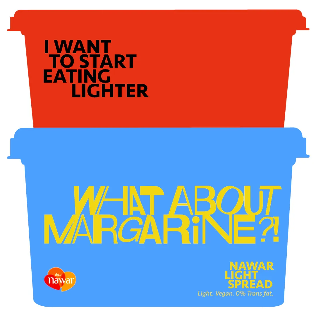 Stacked-tub social post: “I want to start eating lighter” — What About Margarine?!