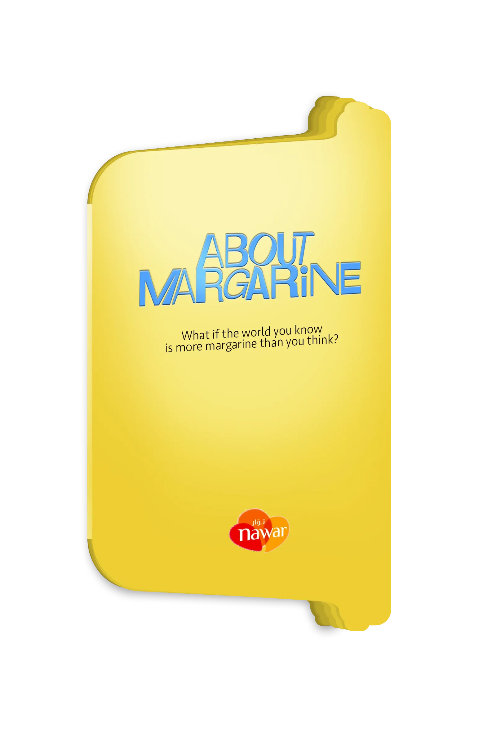 Yellow tub-shaped booklet titled About Margarine